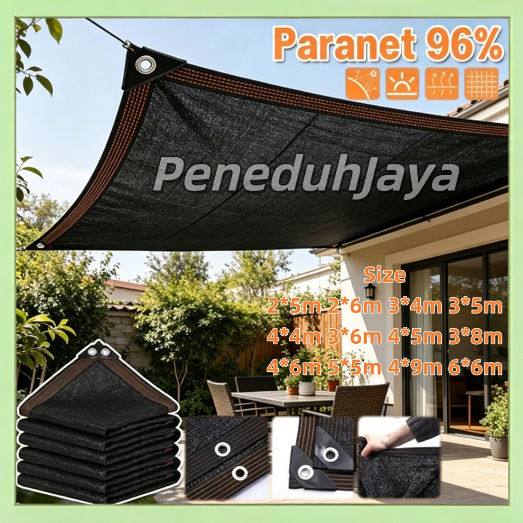 Jaring Paranet 99% Anti UV Tahan Lama 8 Jalur Penguatan Tebal Pelindung Matahari Luar Ruangan Untuk 