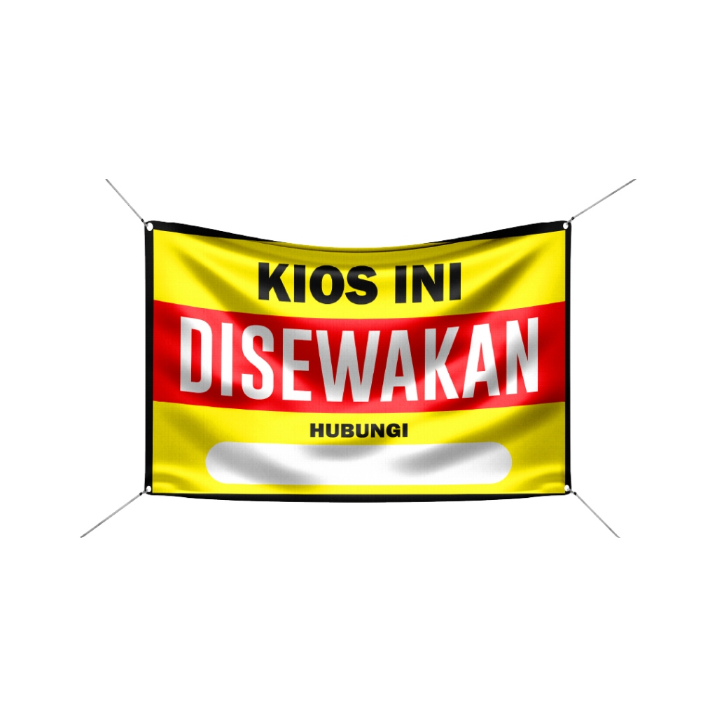 Spanduk Rumah Ruko Kios Disewakan 60x90 cm Flexy Banner Cetak Custom Siap Pasang dengan Mata Ayam