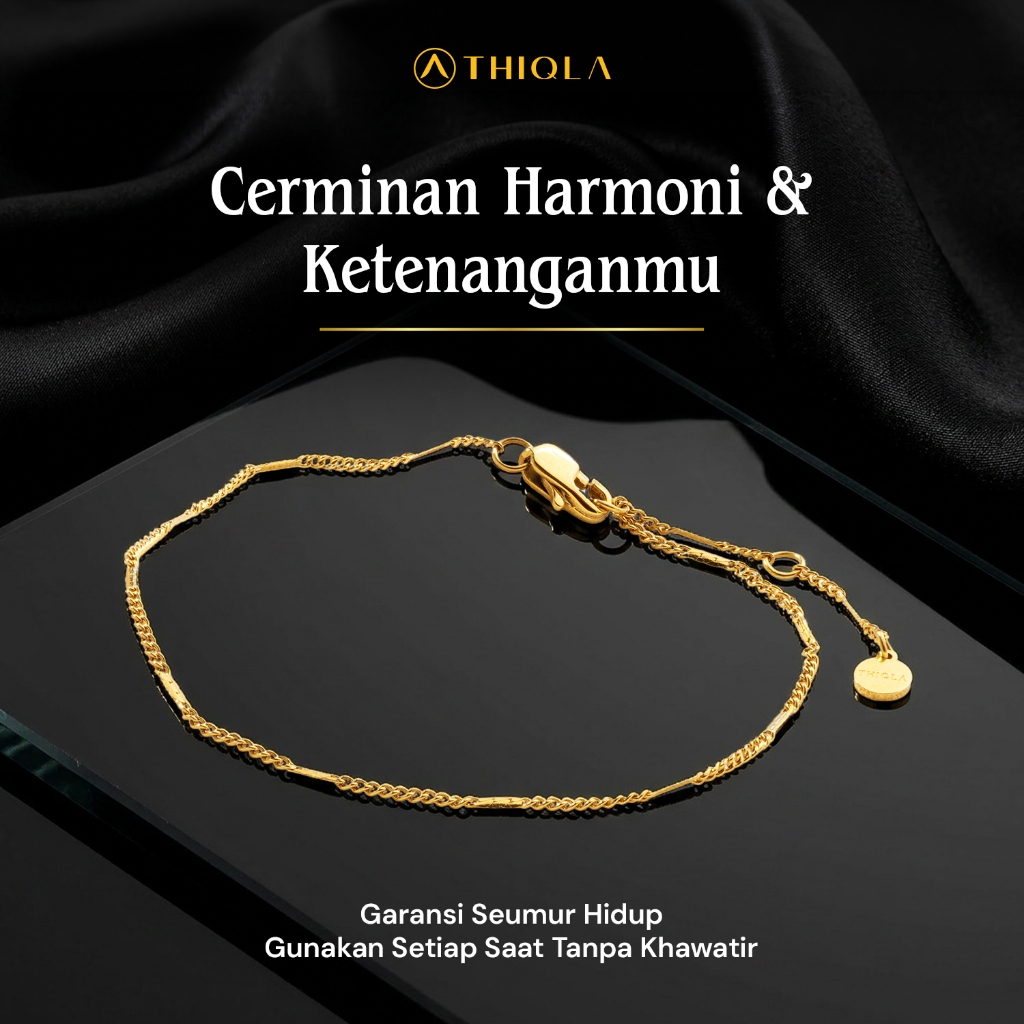 THIQLA - Gelang Tangan Wanita ALANA - Gelang Kecil Tipis Mirip Gelang Emas Asli - Gelang Cewek Estet