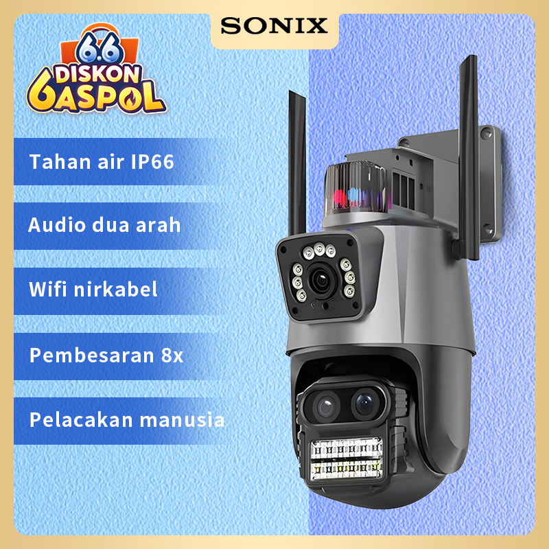 Sonix IP Camera SCM01 CCTV 8MP 4K Dual Lens Outdoor Kamera Wifi Outdoor Waterproof Auto Tracking 360