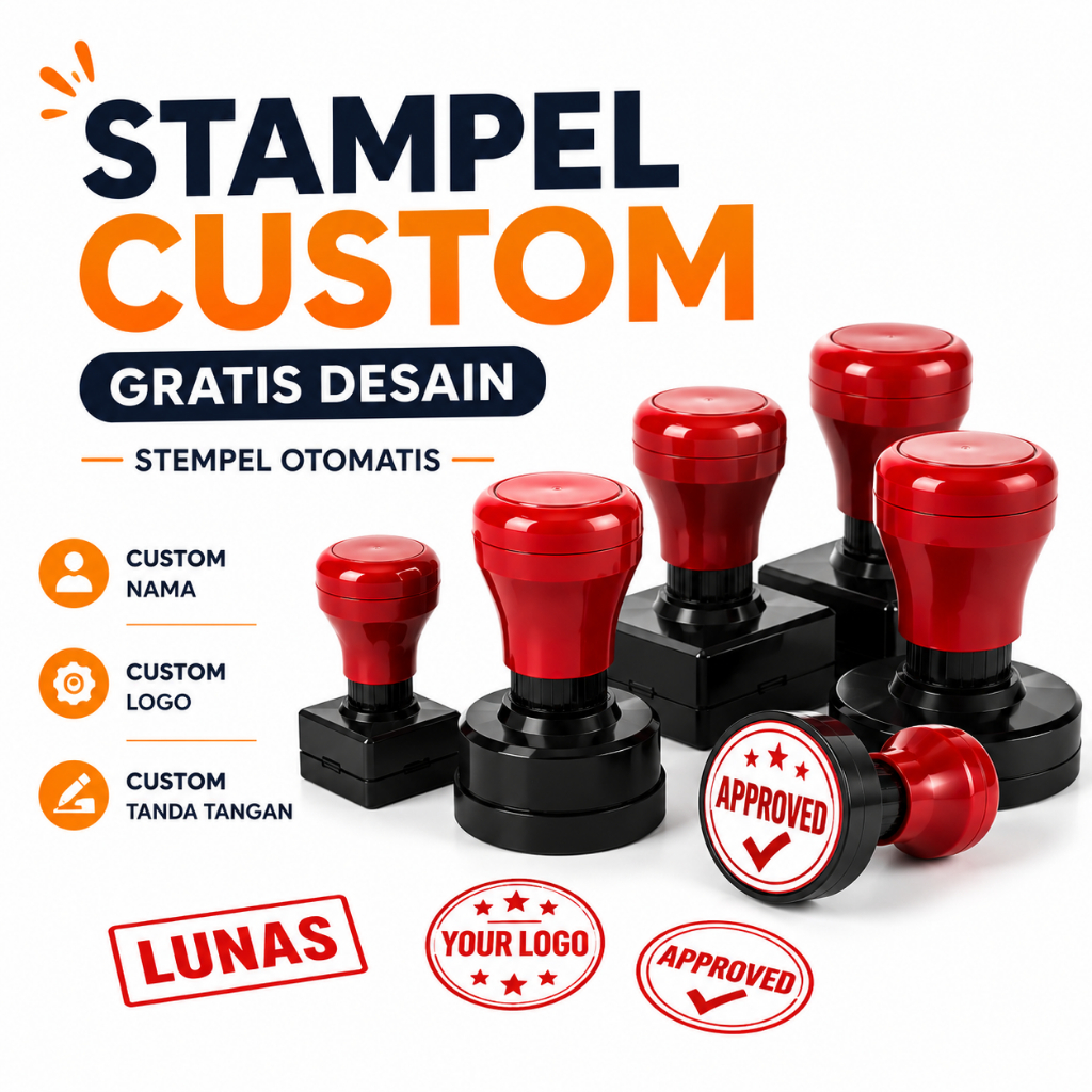 Stampel Custom GRATIS DESAIN | Stempel / Cap Lunas / logo/ nama / tanda tangan / Stempel otomatis