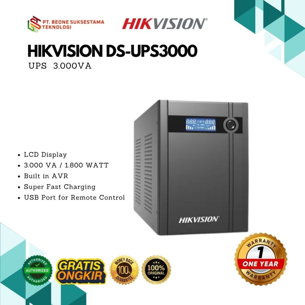 Hikvision DS-UPS3000 3000VA 1800W UPS LCD Display || Hikvision UPS 3000VA 1800W Fast Charging AVR