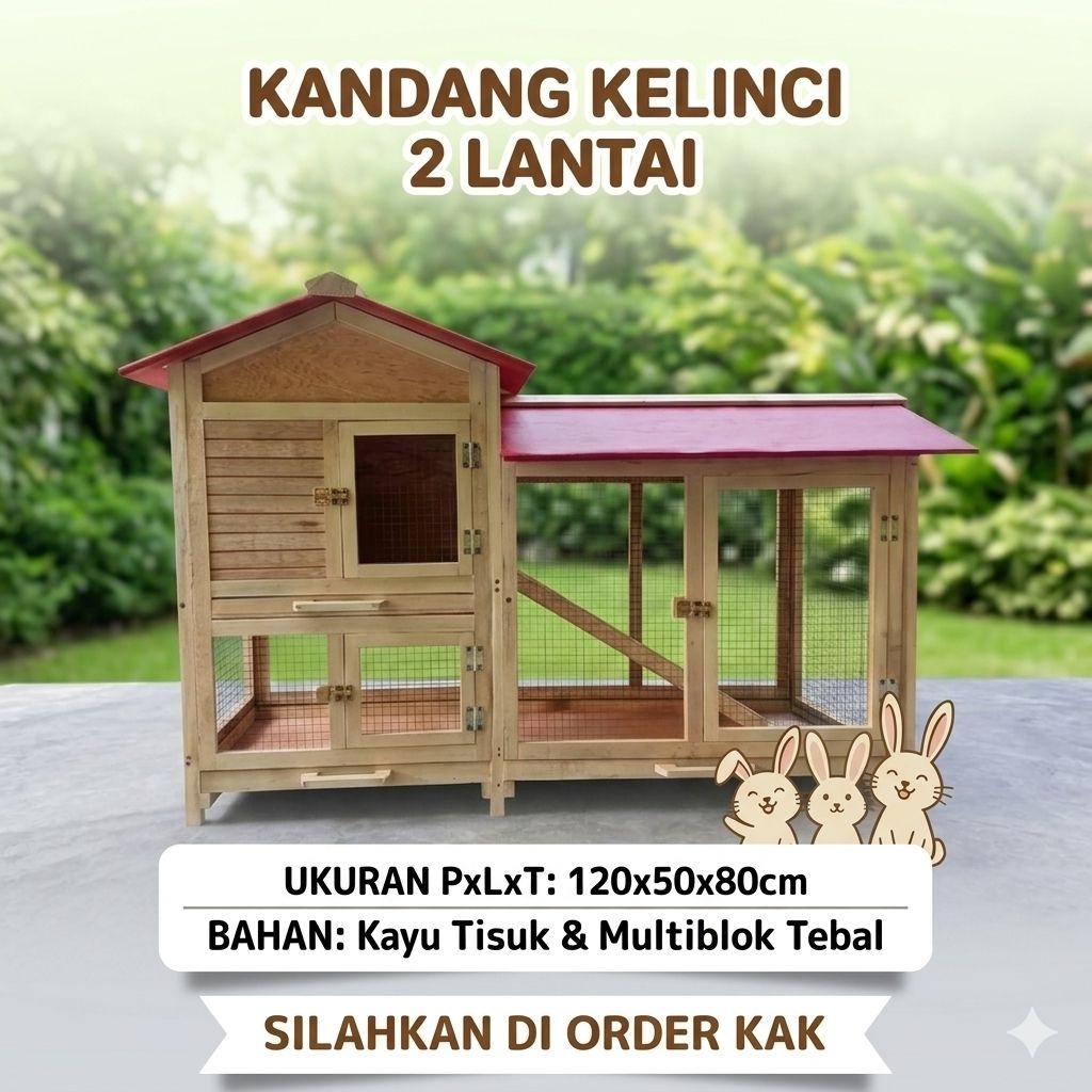 kandang kelinci besar /kandang kelinci murah /kandang kelinci 2 tngkat BL927