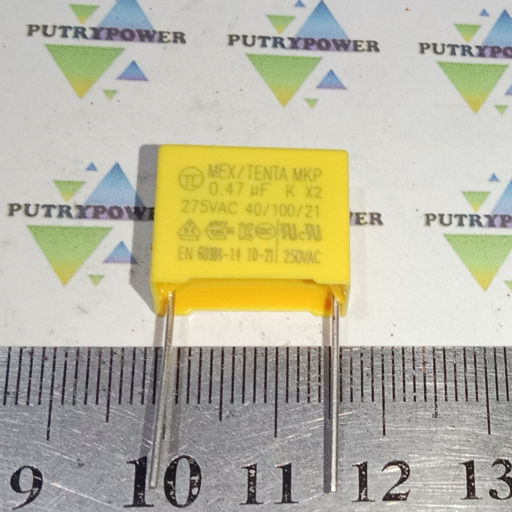MEX/TENTA MKP 0.47uf K X2 275vac 15mm MKM 474 275V 470nf 470n kuning capasitor kapasitor 470 n nf ca