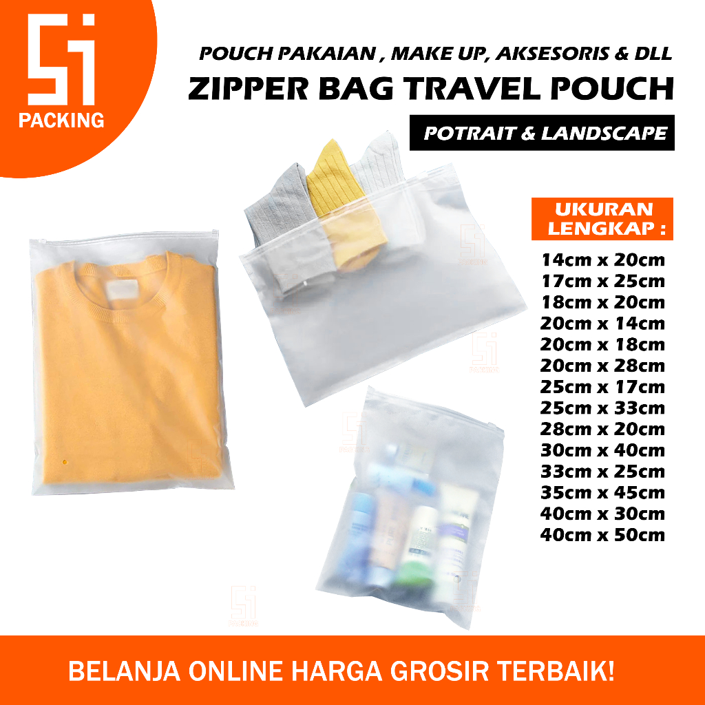 Zipper Lock Plastik Bag Baju Pouch Make Up Aksesories Sabun Alat Mandi Travel Organizer