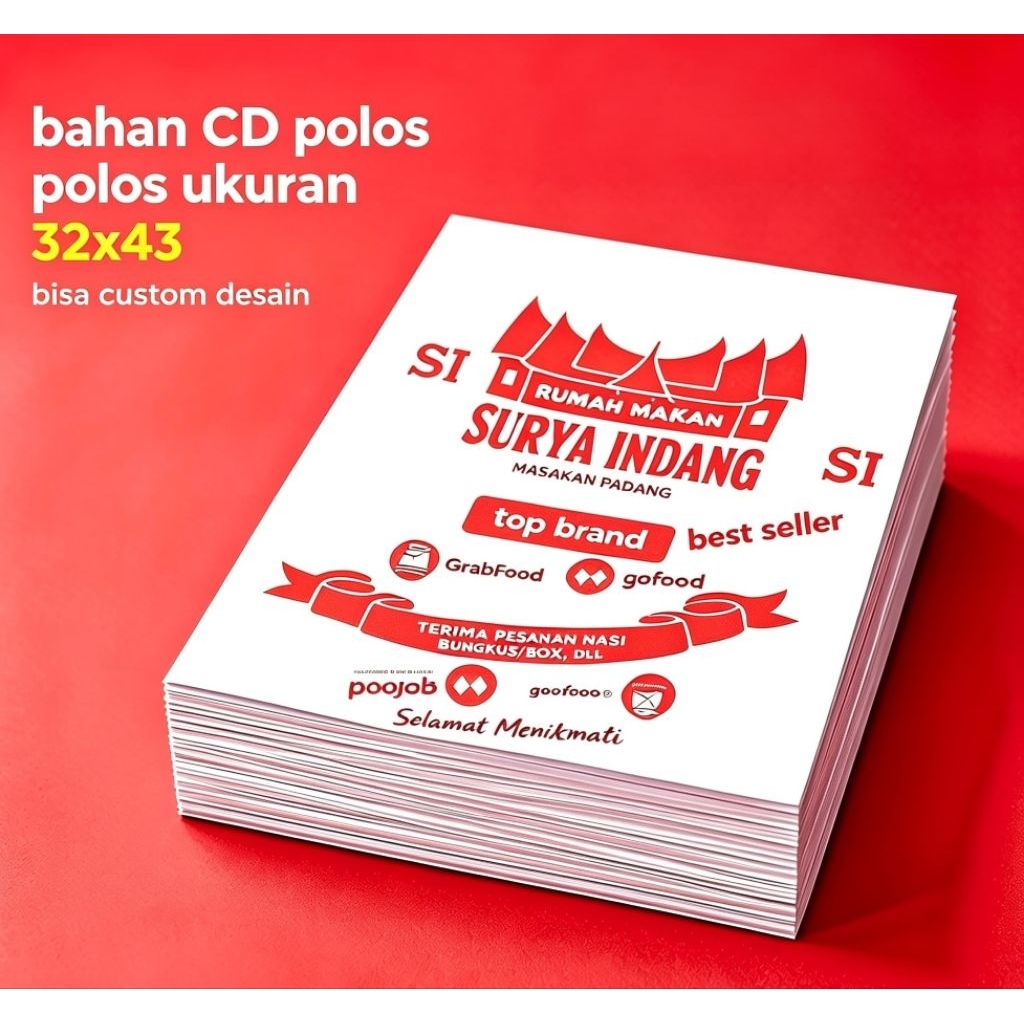 2. Kertas Bungkus Nasi Padang Custom Desain Bebas.kualitas premium.