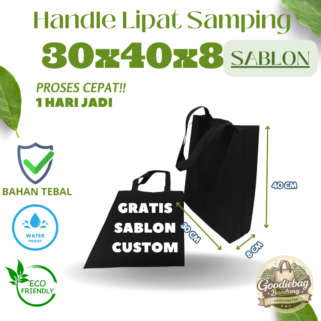 TAS SPUNBOND SABLON CUSTOM 30X40X8/ Tas Goodie Bag custom / TAS SOUVENIR GOODIE BAG / Souvenir Weddi