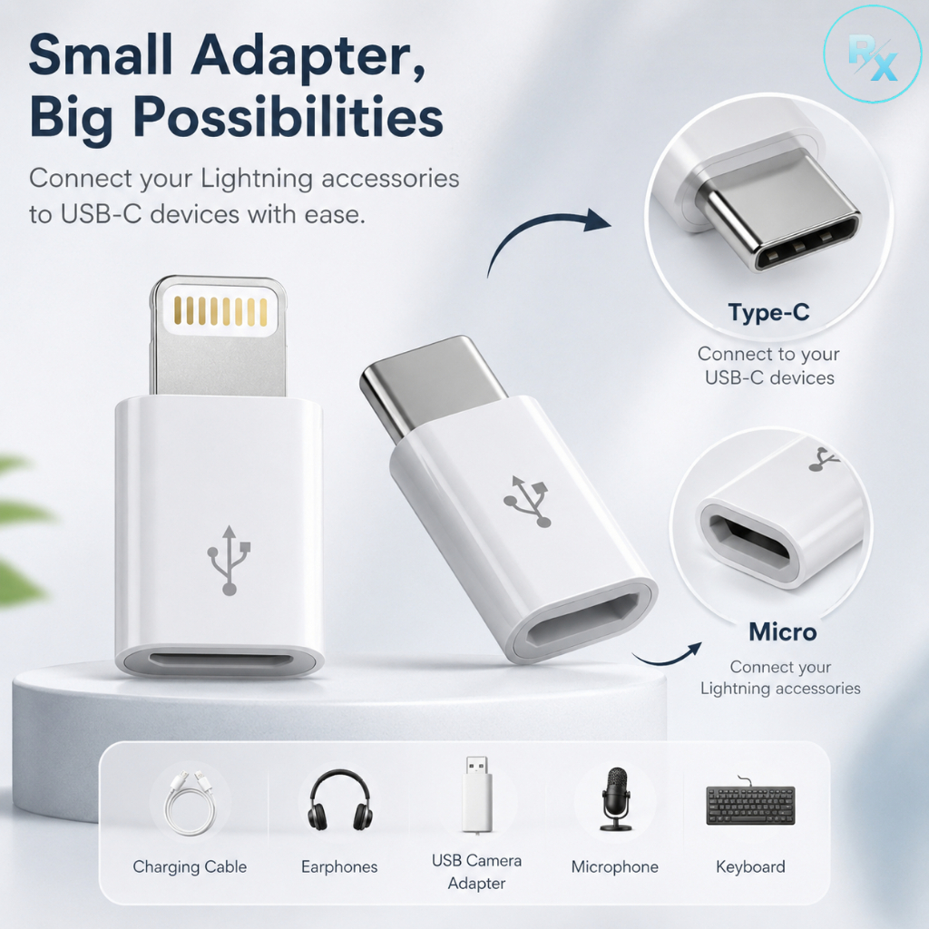 Convector Adapter Charger Micro USB To Type-C & Micro to Lightning Sambungan Charger Converter