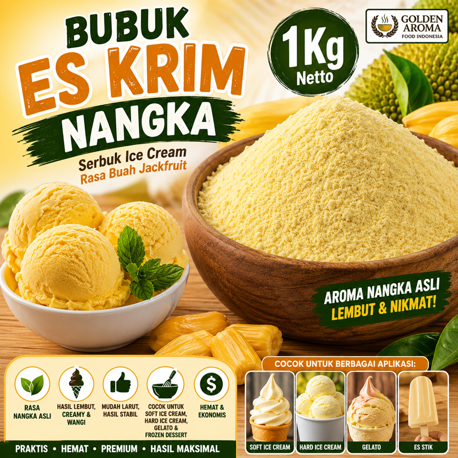 Bubuk Es Krim nangka 1 Kg l Serbuk Ice Cream  Buah Jackfruit 1Kg Kiloan Bahan Instan Premix Soft Har
