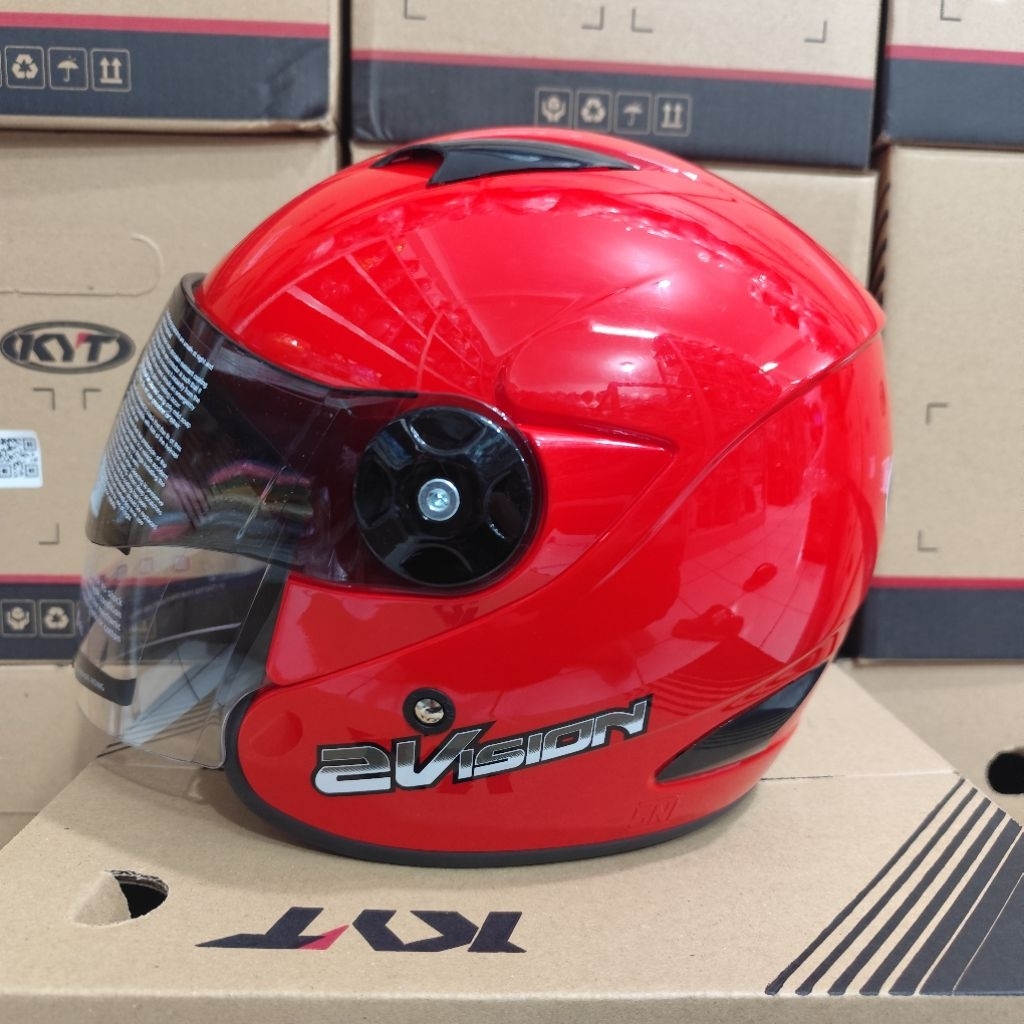 Helm KYT 2 Vision Solid Merah/Red Original