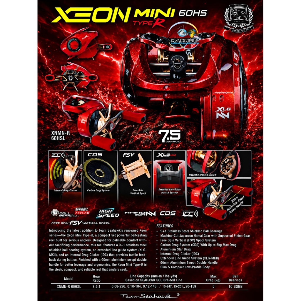 Reel BC SEAHAWK XEON MINI TYPE R Size 60 HSL || Memakai Japanese Hamai Gear with Supported Pinion Ge