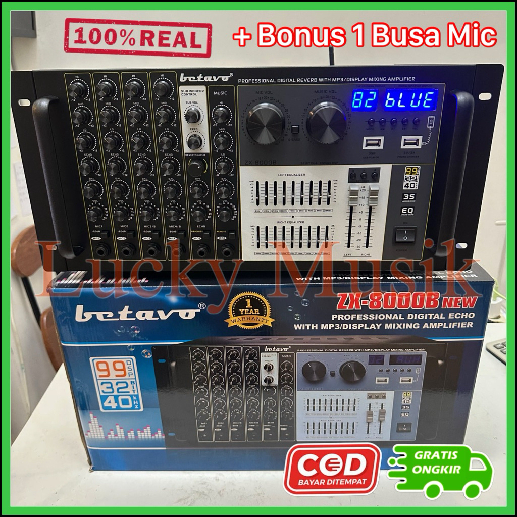 Amplifier Karaoke Betavo ZX 8000B Original Bluetooth 6 Mic 2 nd generation amplifier zx 8000 b ampli