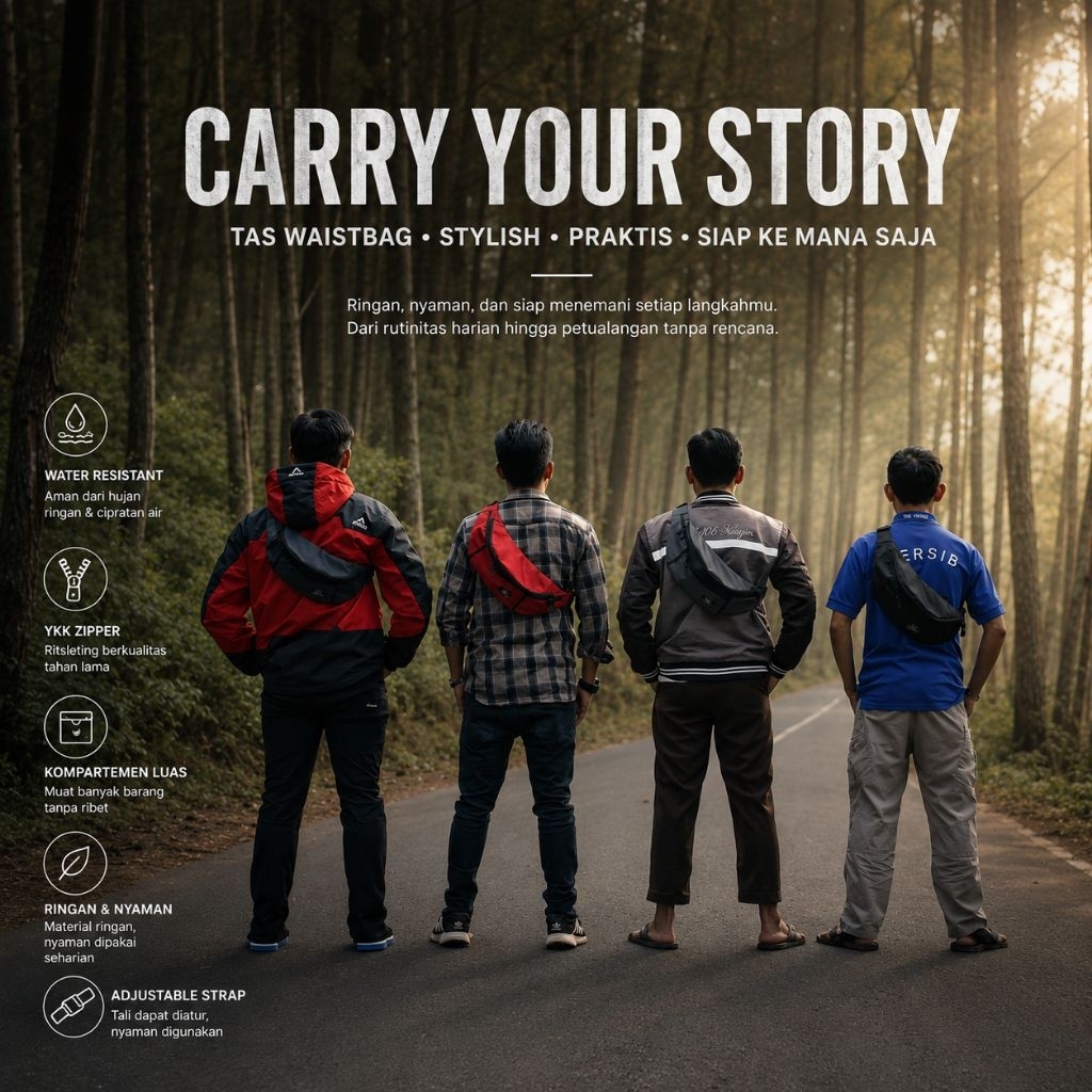 Waist Bag Pria Waistbag Cowok Terlaris Tas Selempang Anak Muda Terpopuler