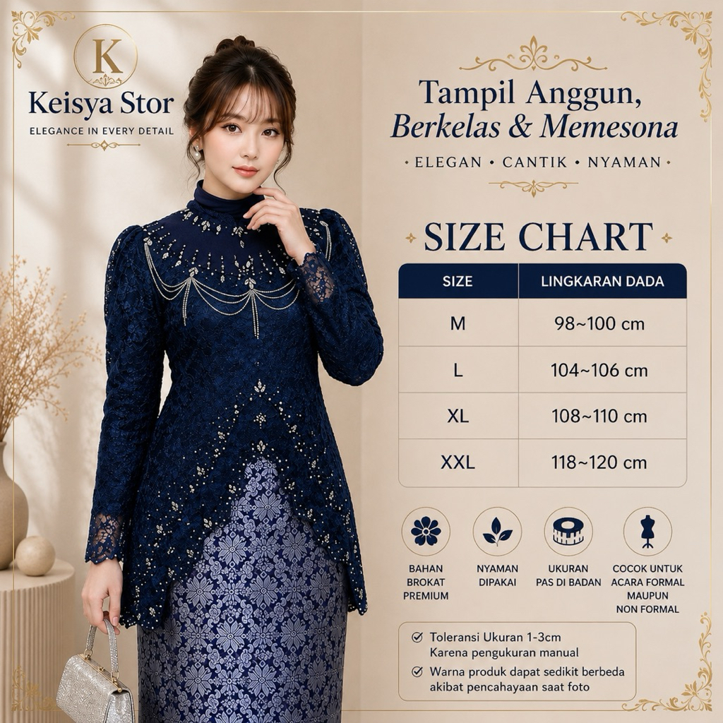 Kebaya Wanita Modern Brokat Premium Model Manila Elegan Wisuda Kondangan