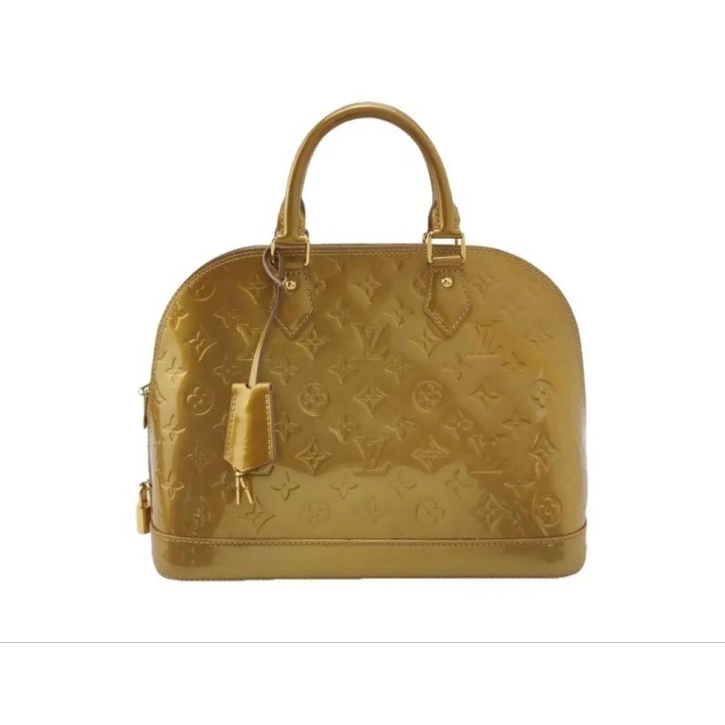 LV alma olive green PM vernis authentic