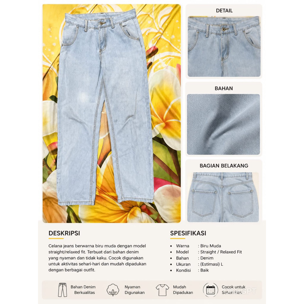 Celana jeans wanita semi kulot