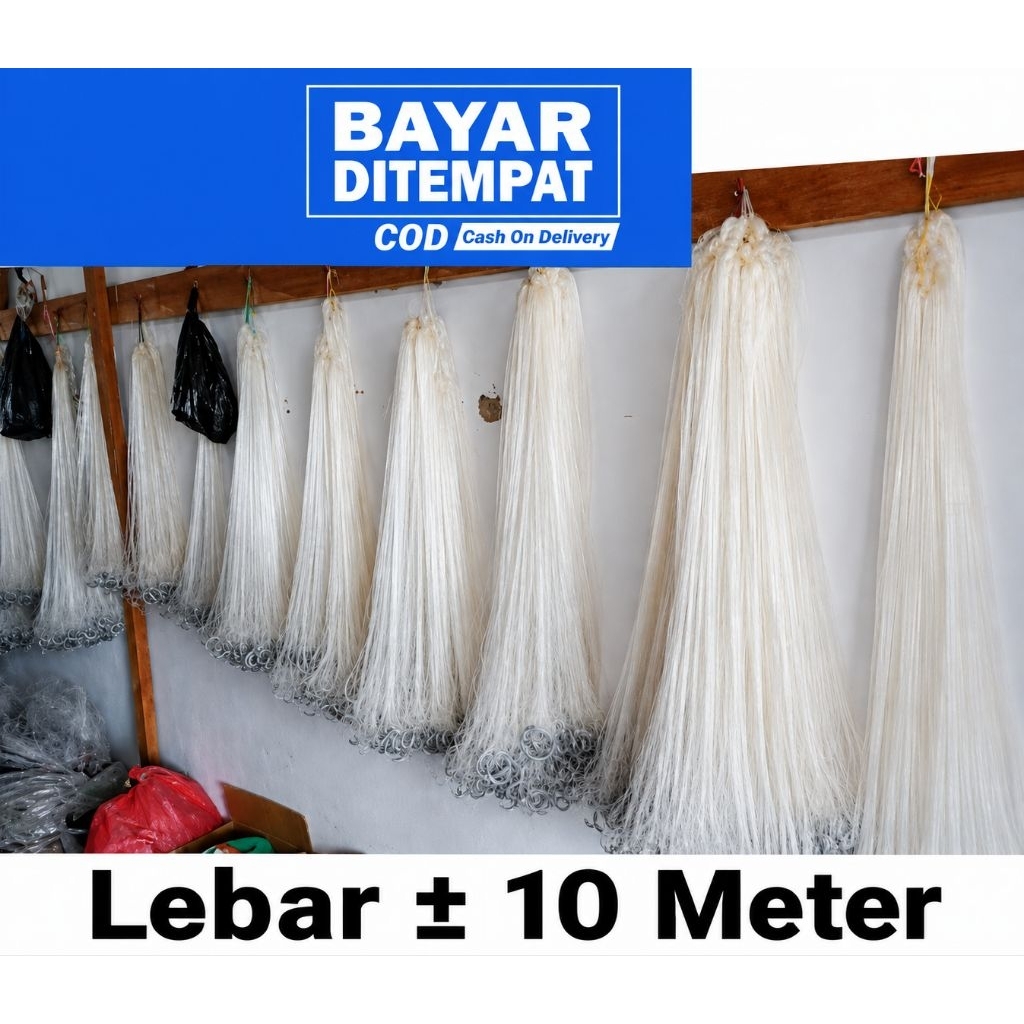 (Sejabi) Termurah Jaring Bentang Ikan(Pukat/Rengge) Rajut Bagian Bawah >± 10 Meter