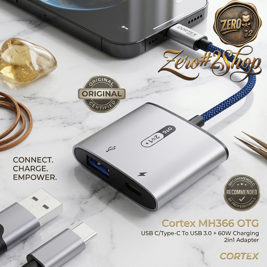 Cortex MH366 OTG USB C/Type-C To USB 3.0 + 60W Charging 2in1 Adapter
