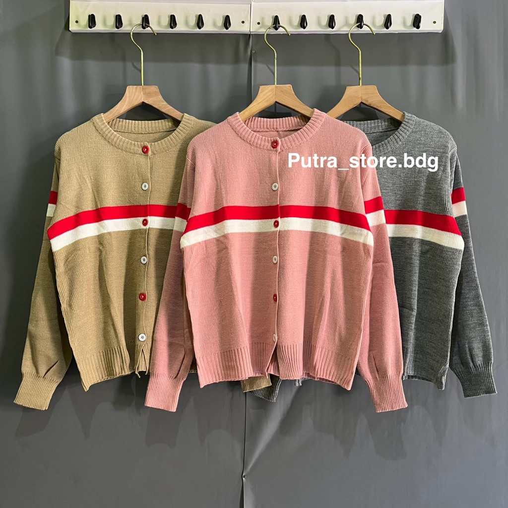 Kartini sweater rajut wanita motif merah putih atasan rajut wanita