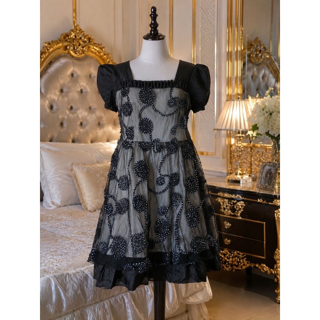 dress brokat brukat Lace renda brokat top atasan blouse rok skirt flare megar bordir embordairy bung