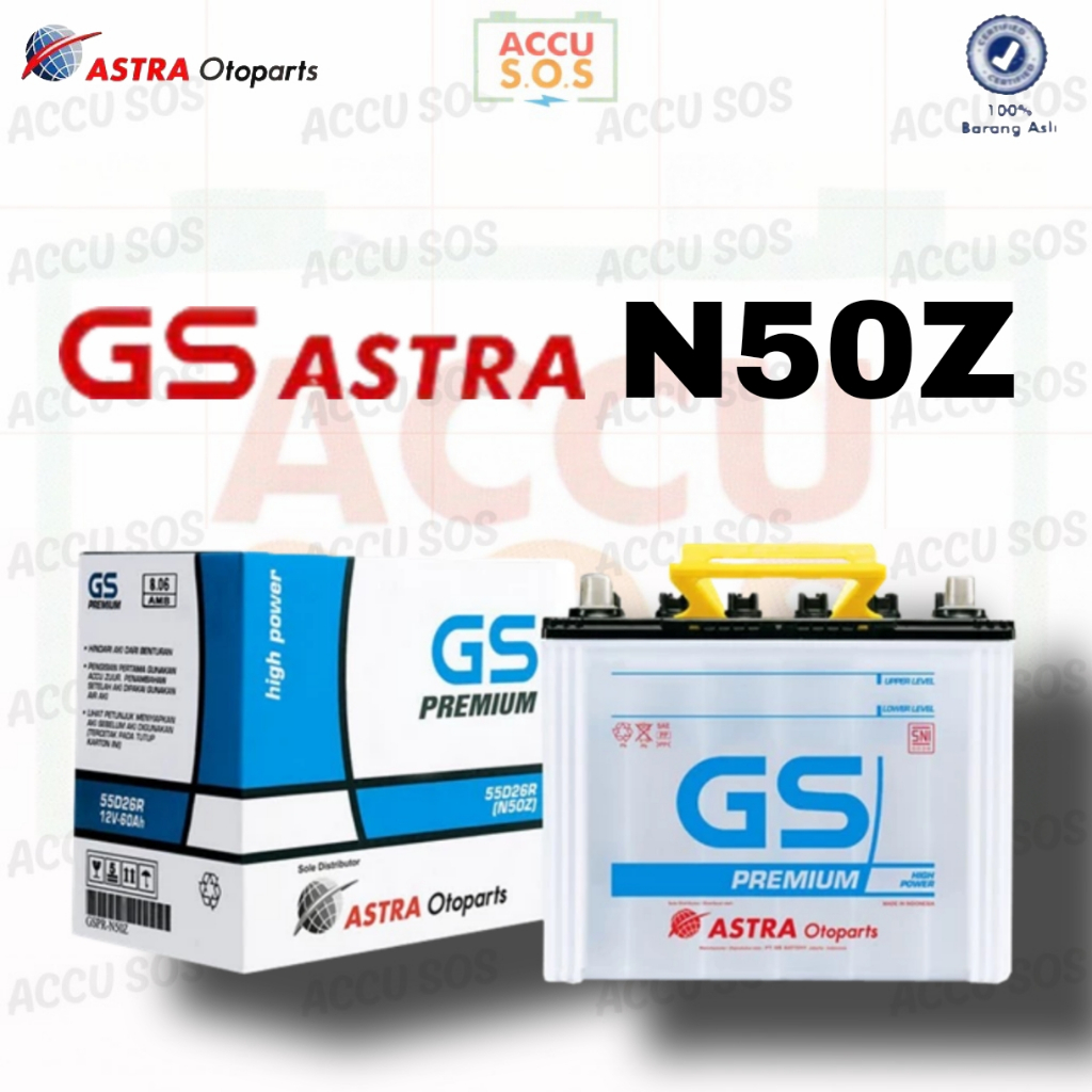 Aki GS Astra Premium N50Z - Aki Basah Original