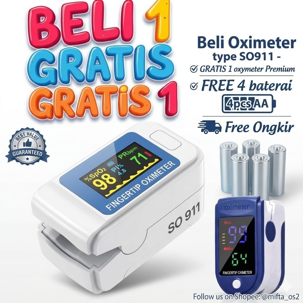 Buy 1 get 1 Oximeter SO911 A2 Lk88 Biru putih hitam Original OXYMETER saturasi oksigen darah