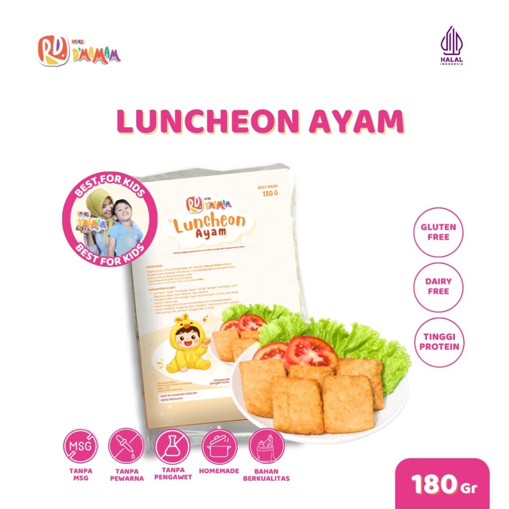 D'MAMAM Luncheon Ayam 180g - Kornet Blok Ayam Sehat Frozen MPASI Gluten Free
