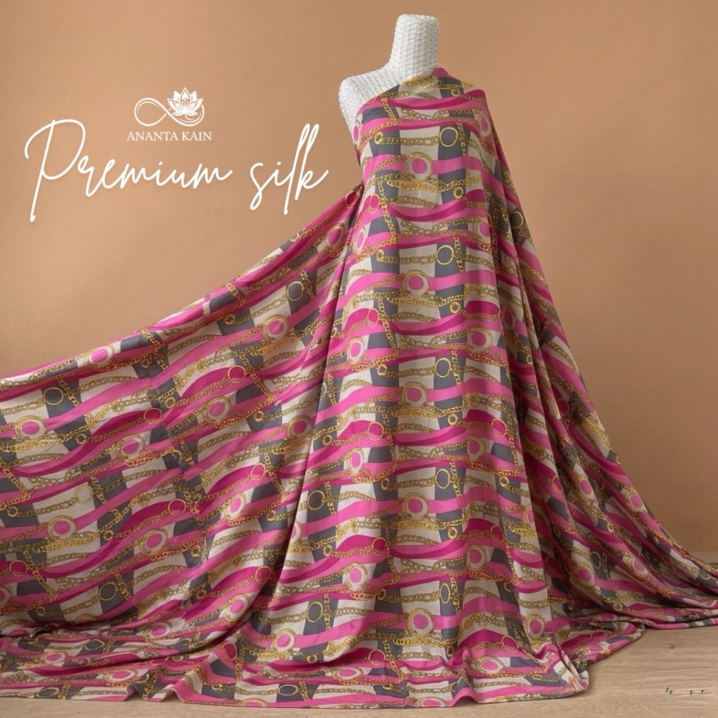 kain silk premium motif rantai luxury - kain satin silk motif