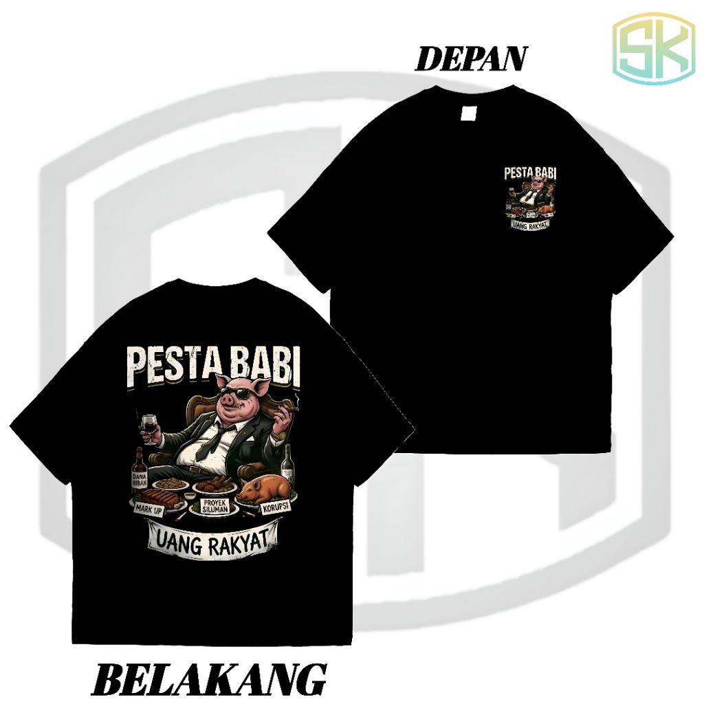 Kaos Pesta Babi / Baju Pria Wanita T-SHIRT Custom Combed 24s