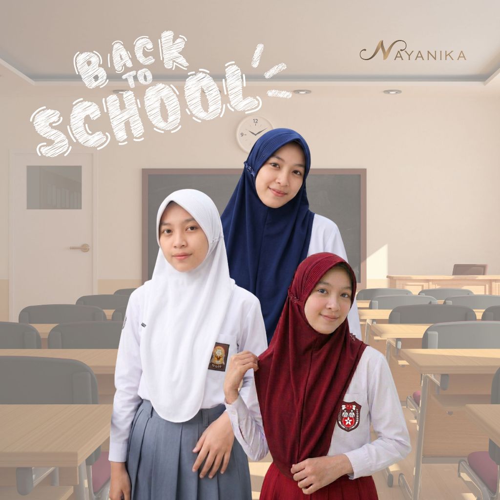 Nayanika Khansa Hijab Instan Putih | Kerudung Sekolah Instan