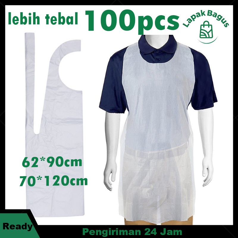 Isi 100pcs Apron Disposable Pe Celemek Plastik Apron Plastik Celemek Plastik Apron Celemek Plastik A