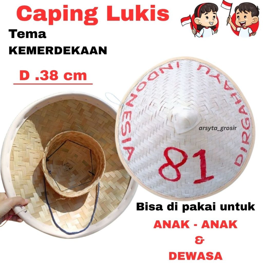 Topi caping petani karnaval agustusan / Caping bambu lukis / caping lukis dekorasi unik