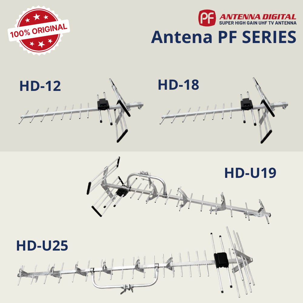 [KHUSUS INSTANT ][ORIGINAL] Antena TV Digital PF HD Series HD 12 - HD 18 - HDU19 - HDU25 Outdoor Alu
