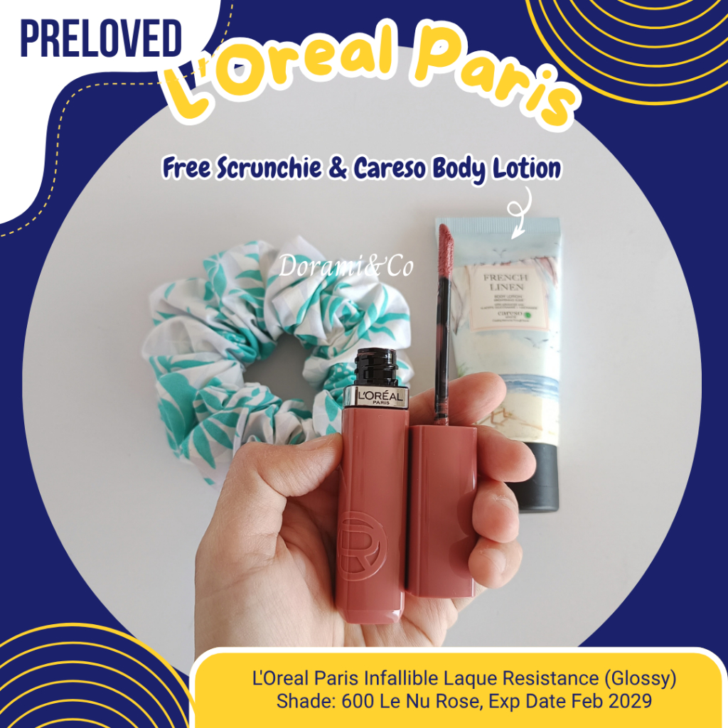 L'Oreal Paris Loreal Infallible Laque Resistance 600 Le Nu Rose Lip Cream Glossy Lipstik Transferpro