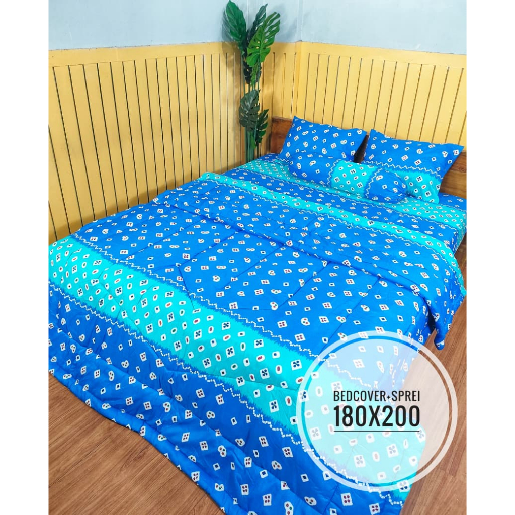 Mikail Shop Solo Bed Cover Set Sprei Abstrak Batik jadul Jumput Jumputan Murah King Size No. 1 180x2