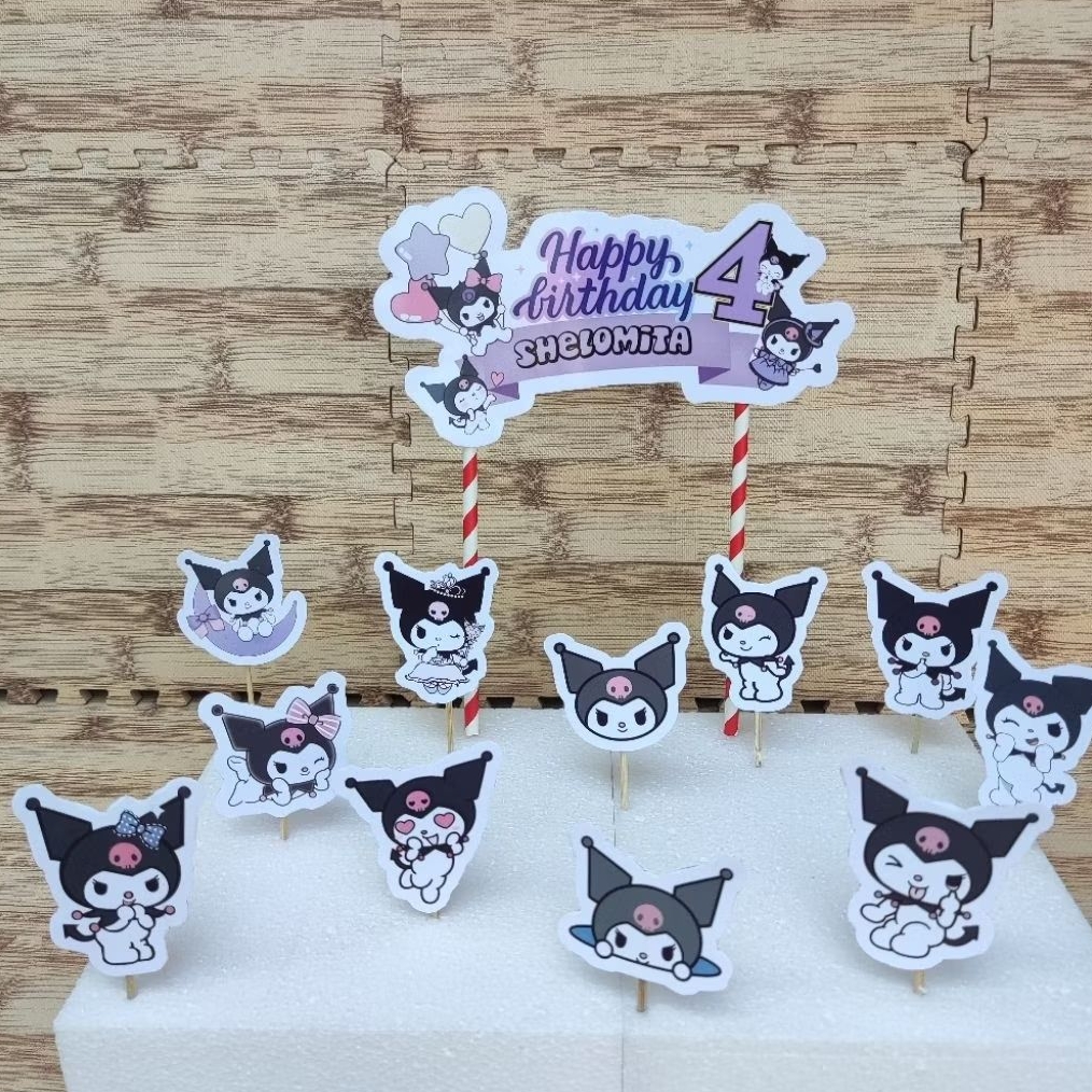 TOPPER CAKE KUROMI CUSTOM - CAKE BIRTHDAY - TOPPER ULANG TAHUN KUROMI - TOPPER KUROMI