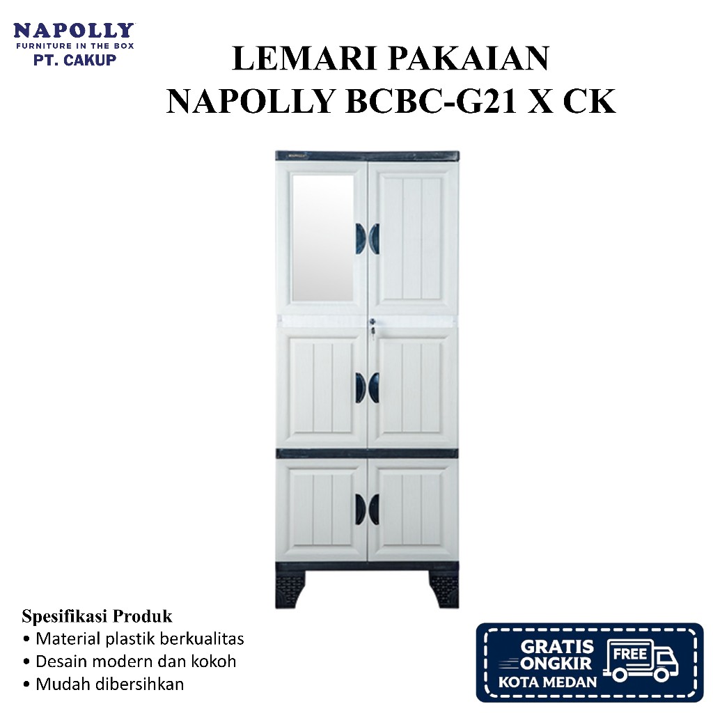 Lemari Pakaian Plastik 2 Pintu Merk Napolly BCBC-G21 X CK