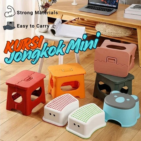 Kursi Lipat Portable Bangku Lipat Mini Plastik Anak Serbaguna Foldable Kursi Bangku Duduk Jongkok Pl