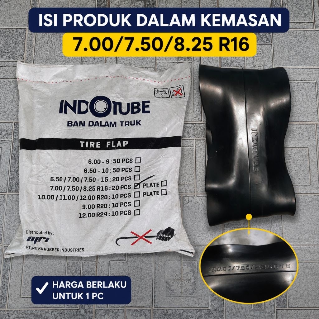 Indotube IBK ban perut / ban lidah / ban selendang / Flap truk ukuran 7.00 7.50 8.25 R16