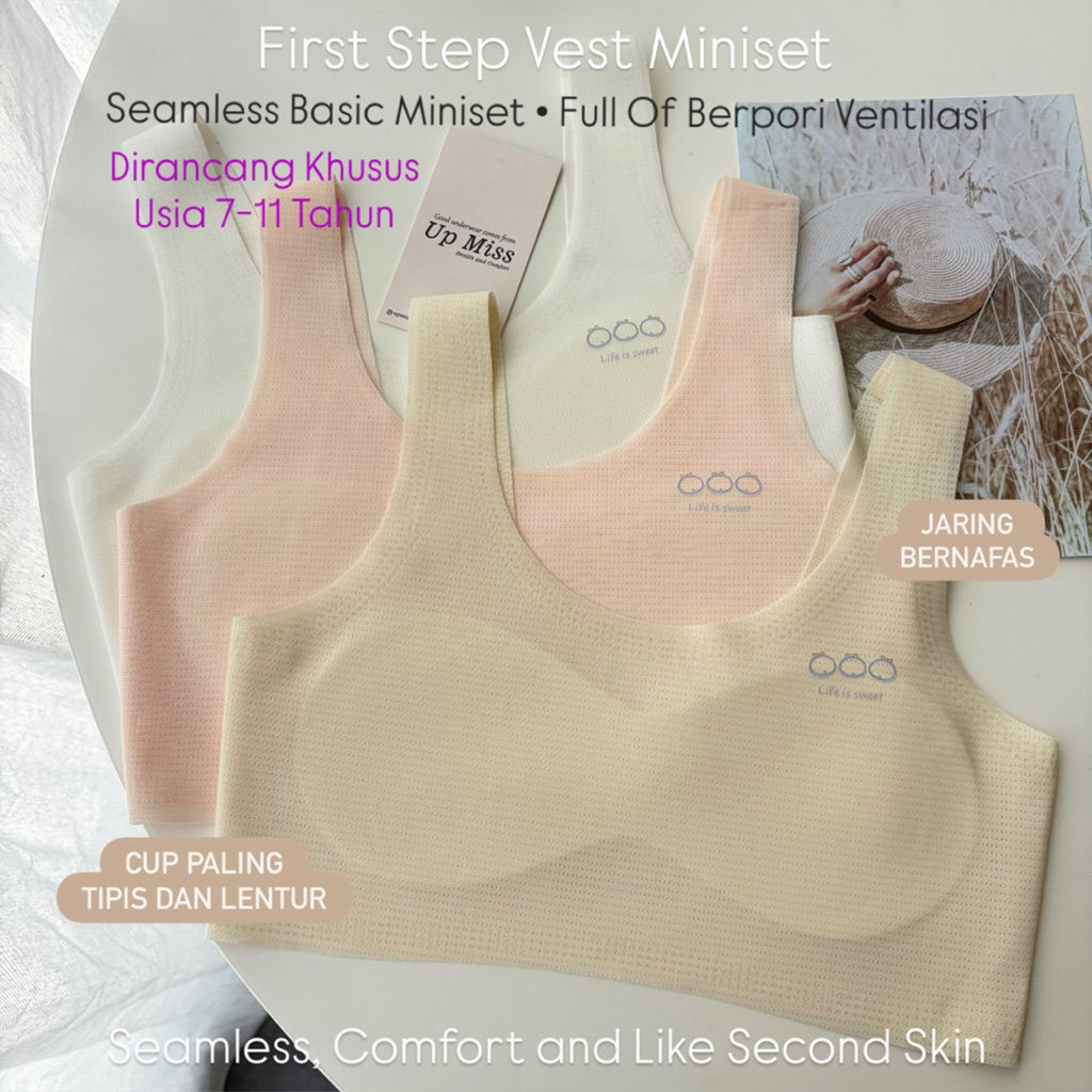 UpMiss - First Step Basic Miniset Cup Paling Tipis Lentur (Cup Nempel Tidak Geser) | 7-11 Tahun Bra 