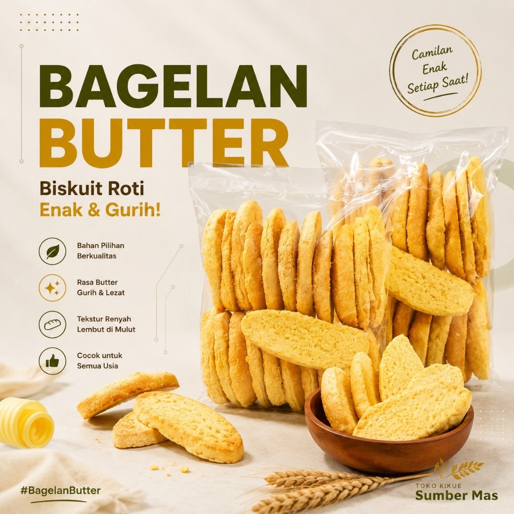Bagelen Butter Weston 500gr - Roti Bagelen Bagelan Mentega Renyah Garing Manis