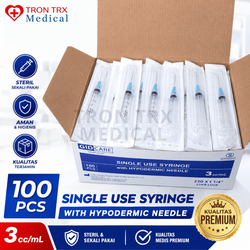 Jarum Suntik GIDCARE Steril Disposable Syringe 1cc 3cc 5cc 10cc 20cc Medical Grade per Box