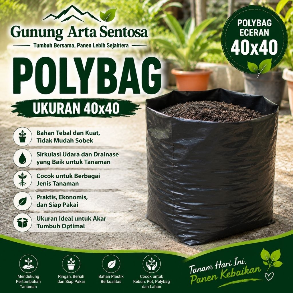 Polybag Eceran 40x40 Hitam Tebal | Polybag Tanam 40x40 | Polybag Bibit Tanaman Sayur Buah Bunga Prem