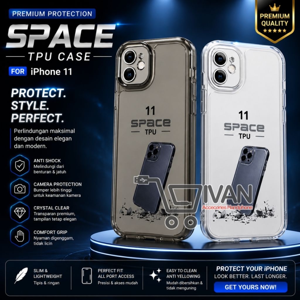 Case Silikon Space TPU Hitam / Bening Transparan Iphone 11
