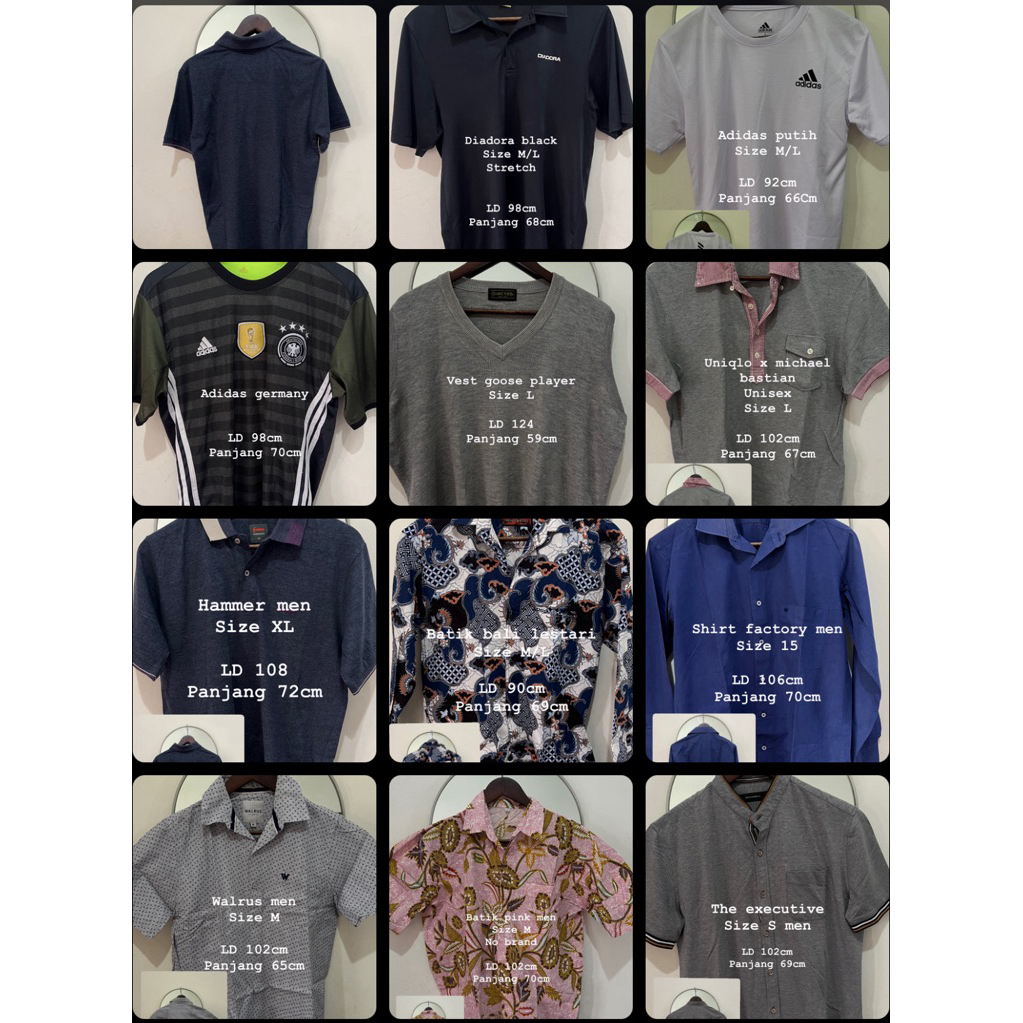 PL baju pria kaos second branded