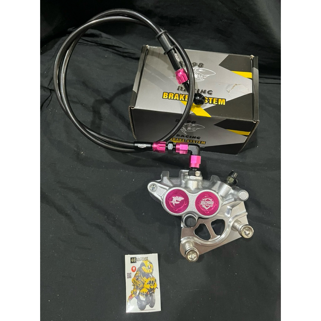 PAKET KALIPER SAMURAI BD98 RACING PINK RX KING NEW / OLD RX KING DISC CAKRAM 300mm + SELANG REM - RX
