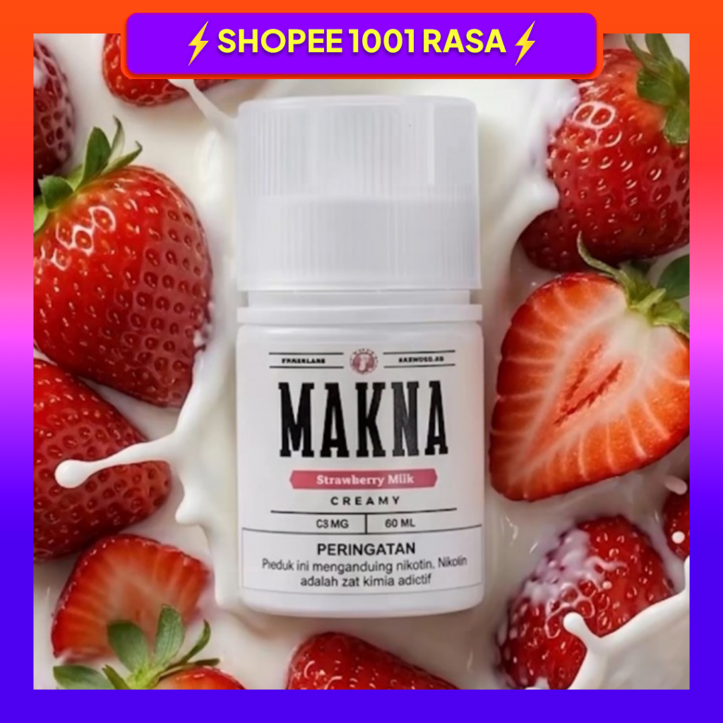 NEW FREEBASE MAKNA STRAWBERRY MILK SERIES 60ML ORI 100%