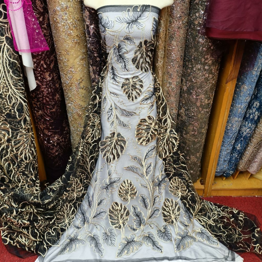 Tile Bordir Motif daun Teratai Murah