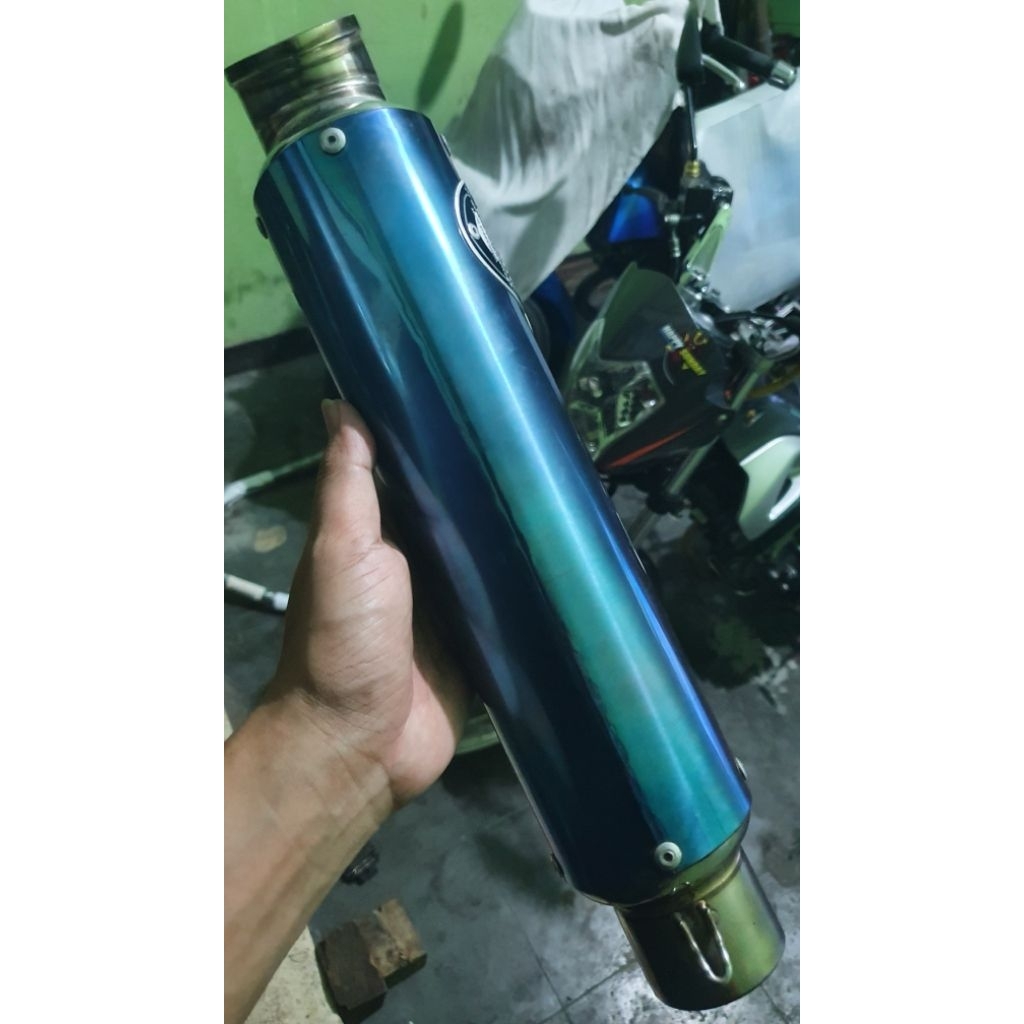 Knalpot racing WRX GP5 K2 Half Blue Original, kondisi mulus