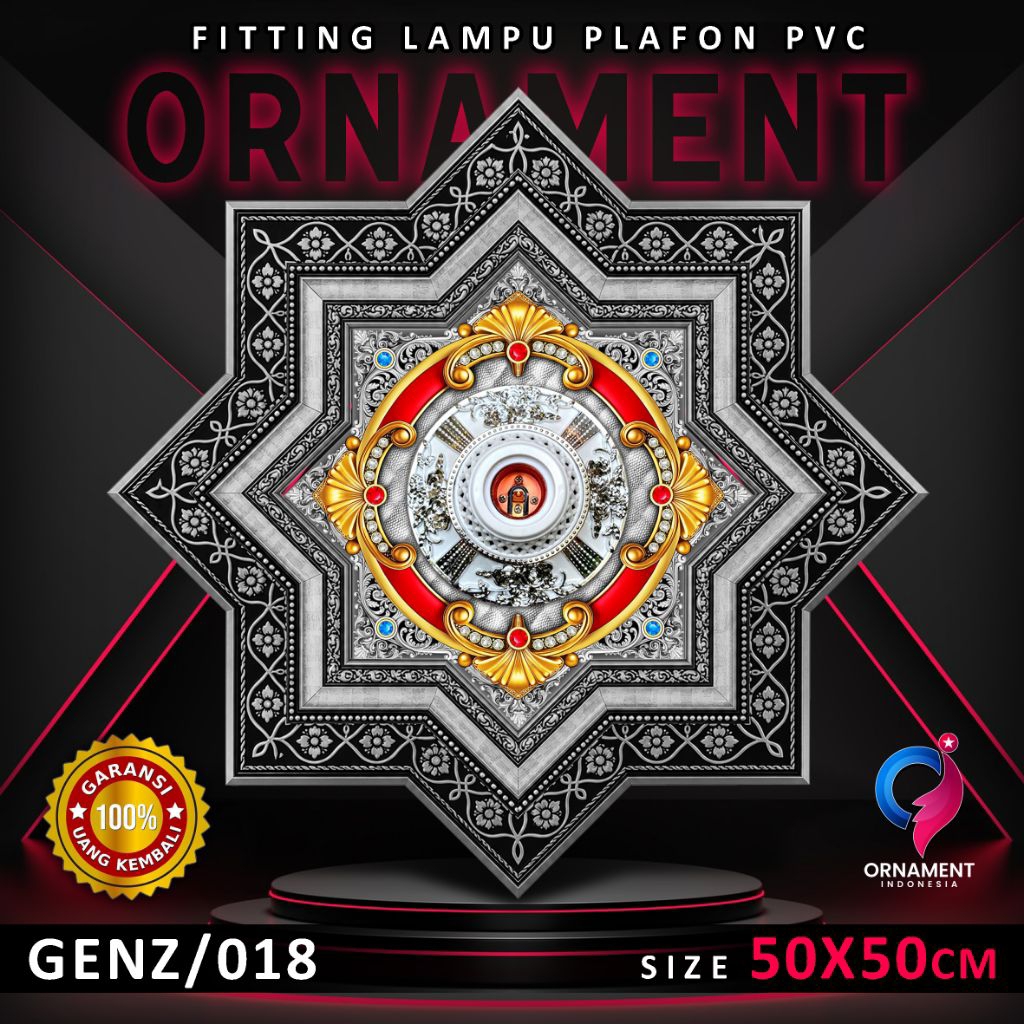 ORNAMEN LAMPU PLAFON PVC PREMIUM UKURAN 50X50CM